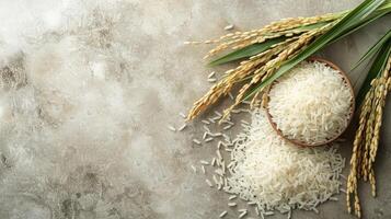 Freshly Harvested Rice Grains in Wooden Bowl Outdoors in Daylight photo