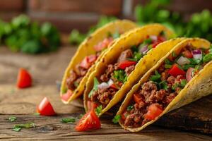 A Delicious Ground Beef Taco With Tomato, Onion, and Cilantro photo