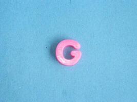 Macro photo or closeup photo of the alphabet from children's toys on a blue background. Use on preschool also