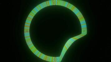Abstract spinning and transforming ring in green color spectrum. Design. Concept of music equalizer application. video