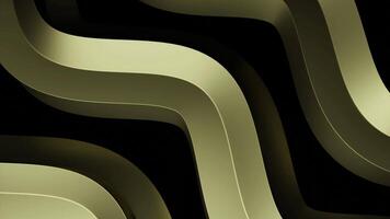 Metallic 3D rotating and bending lines, game of light and shadow. Design. Colorful spinning waves isolated on a black background, seamless loop. video
