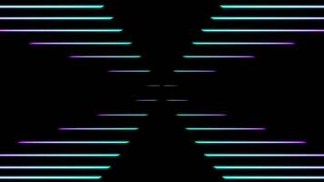 Black background.Design.Bright multicolored blue and purple lines created in animation that shimmer and sparkle. video