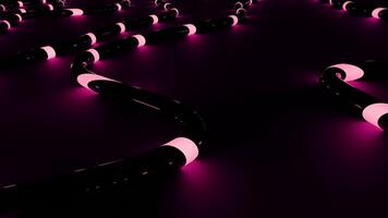 3D cables with neon stripes. Design. Energy flows in black computer cables. Neon streams of energy move in cables like snakes video