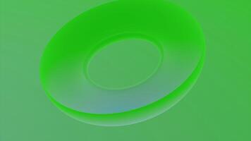 Green abstract 3D shape waving softly and transforming with a hole in the middle. Design. Movement of unusual figure, seamless loop. video