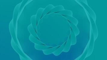 Twisted rings narrowing down on a blue background, seamless loop. Design. Abstract round shaped braids moving slowly. video