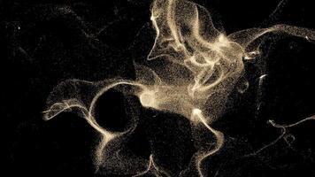 Abstract flying golden particles on a black background. Design. Space dust in outer space gathering in one spot. video