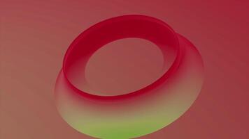 Blue and red background.Design.Bright animation in which a large circle in 3d format narrows and thickens . video
