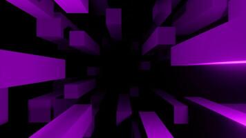 Black background. Design.Large purple rectangles in 3d abstraction that move slowly across the background.Made in animation. video