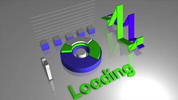 Abstract graphs and round shaped diagram with a word loading. Motion. Concept of finance and business. video