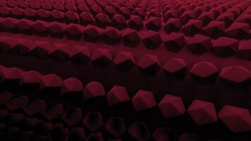 Abstract rotating red bobbin covered by convex polyhedrons, seamless loop. Design. Spinning dark red surface. video