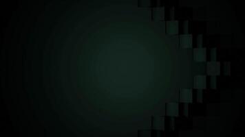 Black and dark green background.Design. A dark background in abstraction that falls apart into even squares like a wall and changes in turn. video
