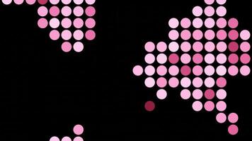 Black background and running animation. Design. A bright background on which white and pink particles run and flash in abstraction.They burn by changing the location. video