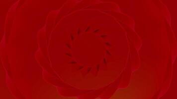 Twisted rings narrowing down on a red background, seamless loop. Design. Abstract round shaped braids moving slowly. video