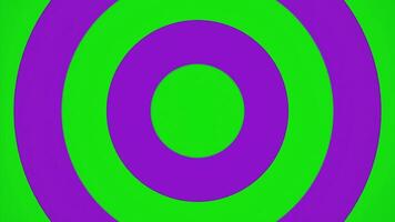 Purple and green slowly pulsating wide circles or rings, seamless loop. Design. 3D moving round lines. video
