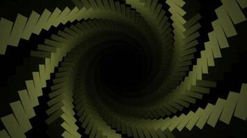 Spiral staircase on black background. Design. Dark tunnel with twisted spiral. Dark 3d tunnel with spiral of squares video