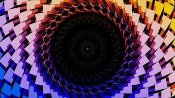 Bright background.Design. A bright abstraction of a corridor inside which it oscillates in circles with very fast movements and narrows back into a black hole. video