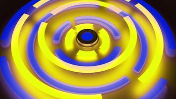 Abstract yellow and blue spinning detail of a machine, seamless loop. Design. Spinning part of a mechanism. video