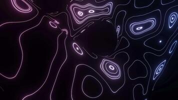 Curved line from moving energy pattern. Design. Curved flow with oval neon lines in pattern. Moving energy pattern with rounded lines in flow on black background video