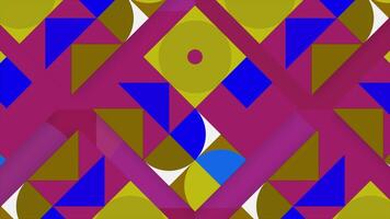 Stylish animation with colorful geometric shapes. Motion. Application in animation with bright contrasting colors and shapes. Retro style in animation with geometric shapes video