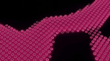 Rotating spot of dots on black background. Deign. 3D colored spot of dots moves in black space. 3D spot with dots rotates in space video