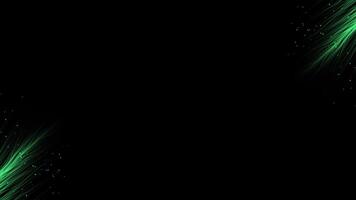Abstract green plumes flying diagonally towards each other isolated on a black background. Motion. Magic and fairytale concept. video