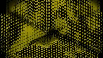 Square abstract background animation. Design. Moving surface with black background crossed by narrow yellow lines creating effect of grid. video