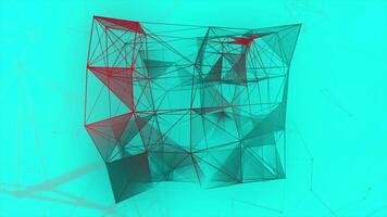 Linear plexuses with geometric shapes. Motion. Geometric shape with lines and angles in futuristic way. Beautiful geometric design with linear and triangular connections in computer space video
