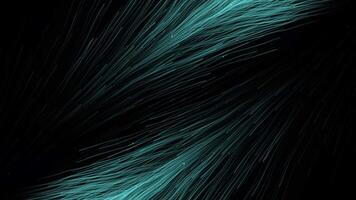 Bright abstraction.Motion. A dark background on which bright green and white lines in the shape of a feather shimmer and rise . video