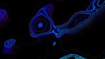 Spots of energy plasma on black background. Design. Moving spots with electronic 3d layers. Electronic plasma spots move and connect on black background video