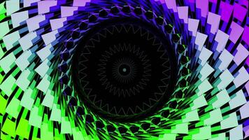 Bright background.Design. A bright abstraction of a corridor inside which it oscillates in circles with very fast movements and narrows back into a black hole. video