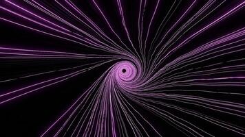 Dark background. Design.Purple swirling thin lines that spin in a circle in abstraction. video