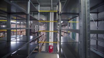 Warehouse with the movement of goods. Creative. A large room where orders are dropped that are moved and placed by codes. video