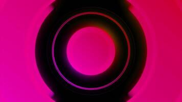 Pulsating circle with rings. Design. Vibrating 3d circle with wave effect. Bright circle with rings pulsates in musical style video