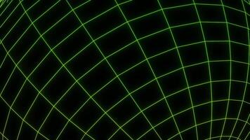 Black background. Design. Pink and green grid in abstraction on which bright light runs . video