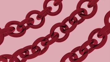 Blue and pink background.Design. A large long chain of rings of different colors in an abstraction that fluctuates slightly . video
