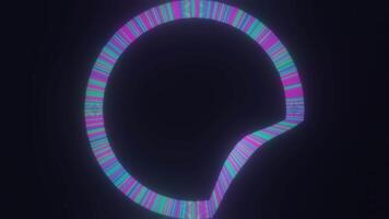 Abstract spinning and transforming ring in purple color spectrum. Design. Concept of music equalizer application. video