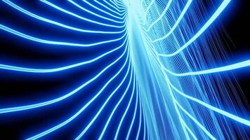 Neon 3d lines move in stream. Design. Abstract bright lines move alternately. Abstract lines like spine video