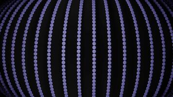 Moving sphere with lines and chain. Design. Bulging chains with 3D effect in shape of sphere. Convex ellipse of moving vertical lines video