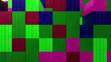 Bright mosaics in animation.Design.Multi - colored squares in 3d format that are made as corridors and are located both behind and in front . video