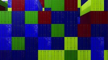 Close up of abstract stack freight containers loaded for transportation, seamless loop. Design. Colorful contrasting boxes with goods. video