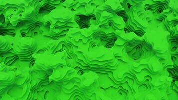 Bright green background.Design.Abstraction in which bright blots blur and create various patterns in 3D. video