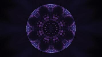 Glowing circle with moving kaleidoscopic pattern. Media. Hypnotic circle with dot pattern. Kaleidoscopic disco-style pattern video