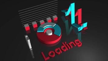 3D animation to download. Motion. Diagram with loading rings in style of business plan. Business style in 3d animation with loading circle video
