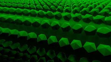Gray and green background.Design. An abstraction in which a large geometric figure moves quickly clockwise in 3d. video