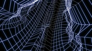 Bent spacetime grid tunnel, seamless loop. Design. Flying inside wormhole funnel, concept of science. video