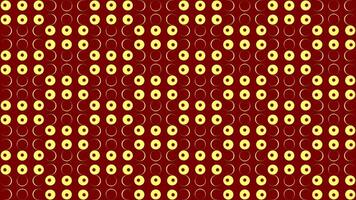 Graphic pattern in red and yellow with stroboscopic and hypnotic effect. Design. Colorful kaleidoscopic glowing round shaped light bulbs. video