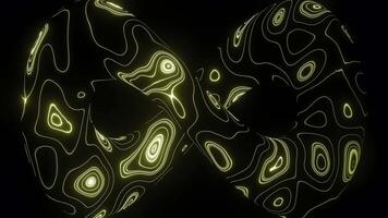 Abstract Infinity symbol with neon oval shaped stains, seamless loop. Action. Endlessly moving surface of 3D symbol of infinity. video