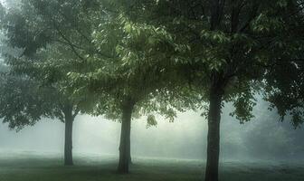 Linden trees under the rain, nature background photo
