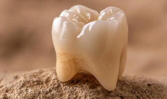 Close-up of a single healthy tooth with no surrounding gums photo
