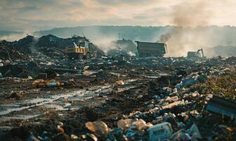 garbage dump close up view, ecological problems photo